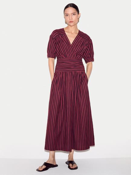 Jigsaw Stripe Flared Midi Dress, Eggplant