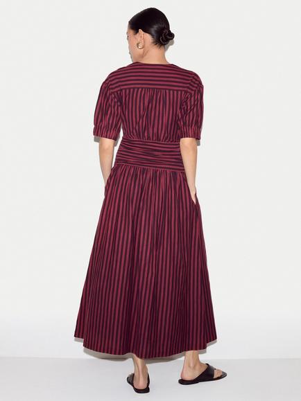 Jigsaw Stripe Flared Midi Dress - view 2, Eggplant