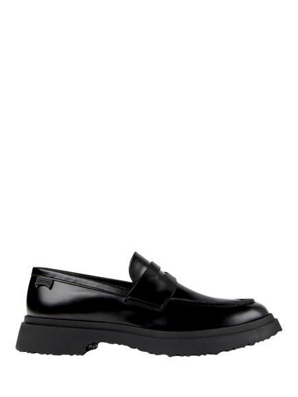 Camper Walden Chunky Heel Leather Loafers, Black, Black