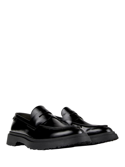Camper Walden Chunky Heel Leather Loafers, Black - view 2, Black
