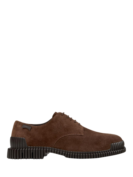 Camper Pix Suede Ribbed Sole Oxford Shoe, Brown, Brown