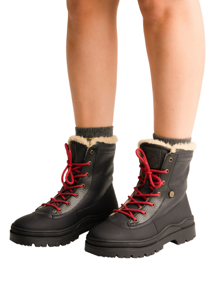 Penelope Chilvers Florist Wool Lined Walking Boots, Black/Red - view 2, Black/Red