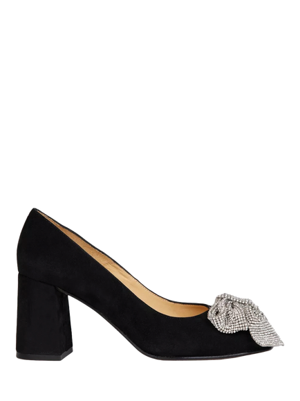 Penelope Chilvers Gamine Bow Suede Heeled Shoes, Bordeaux, Bordeaux