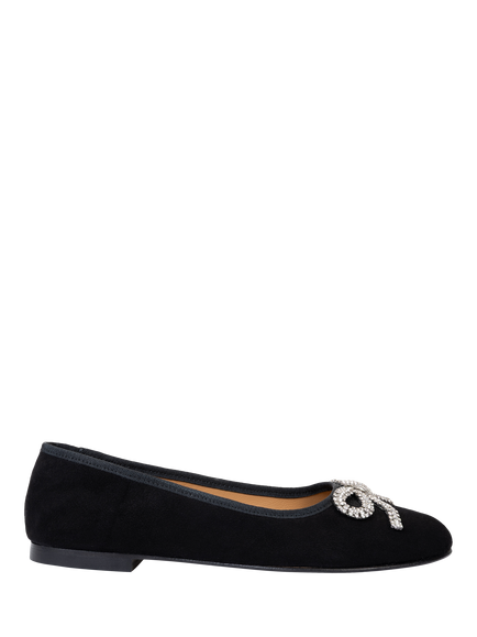 Penelope Chilvers Beau Suede Ballet Flat Shoes, Black, Black