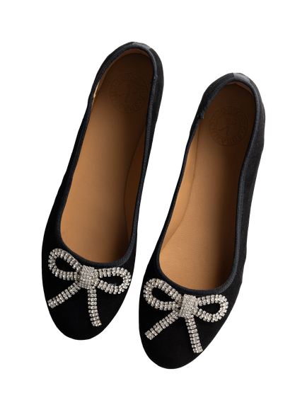 Penelope Chilvers Beau Suede Ballet Flat Shoes, Black - view 2, Black