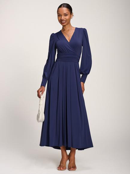 Jolie Moi Long Sleeve Super Soft Jersey Maxi Dress, Navy, Navy