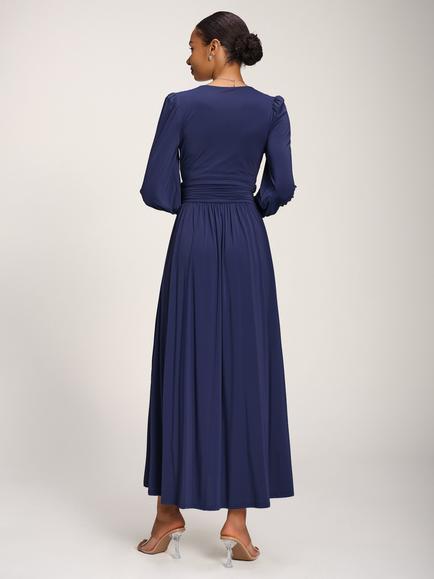 Jolie Moi Long Sleeve Super Soft Jersey Maxi Dress, Navy - view 2, Navy