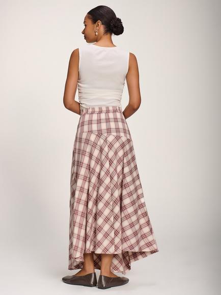 Jolie Moi Check Maxi Skirt, Pink - view 2, Pink