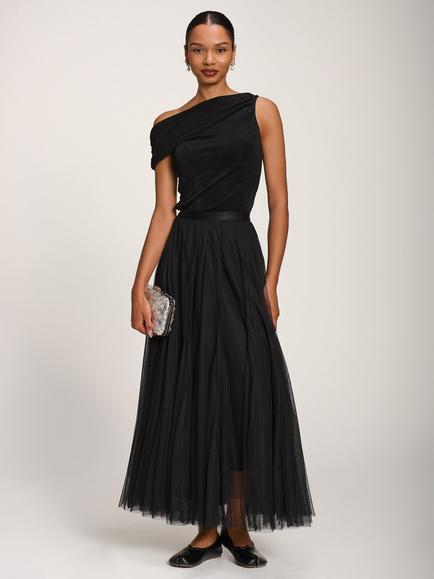 Jolie Moi Tulle Godet Maxi Skirt, Black, Black