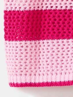 Mango Cotton Stripe Collared Cardigan, Pink - view 2, Pink
