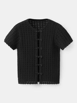 Mango Sha Round Neck Cardigan, Black, Black