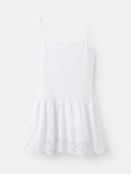Mango Fit and Flare Cotton Mini Dress, White