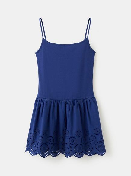 Mango Fit and Flare Cotton Mini Dress, Blue