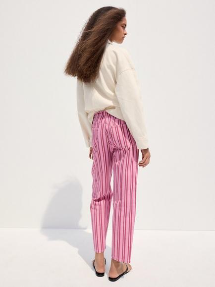 Mango Tejano Candy Striped Straight Fit Jeans, Pink - view 2, Pink