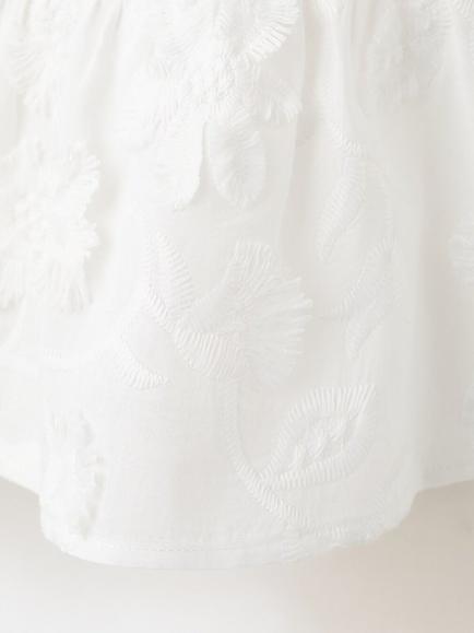Mango Embroidered Floral V-Neck Top - view 2, Off White