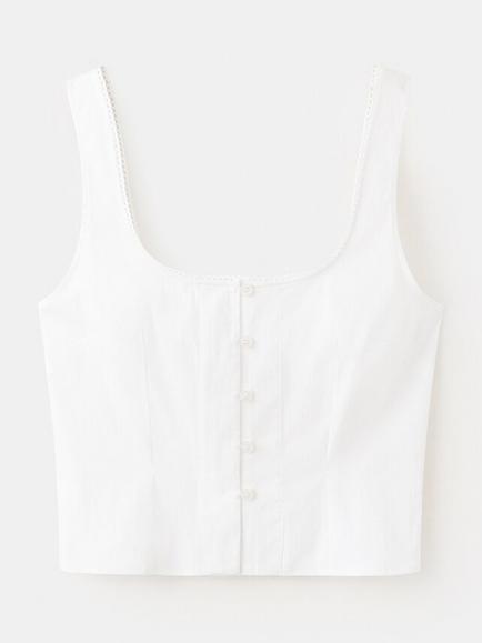 Mango Lola Cotton Rich Crop Top, Off White, Off White