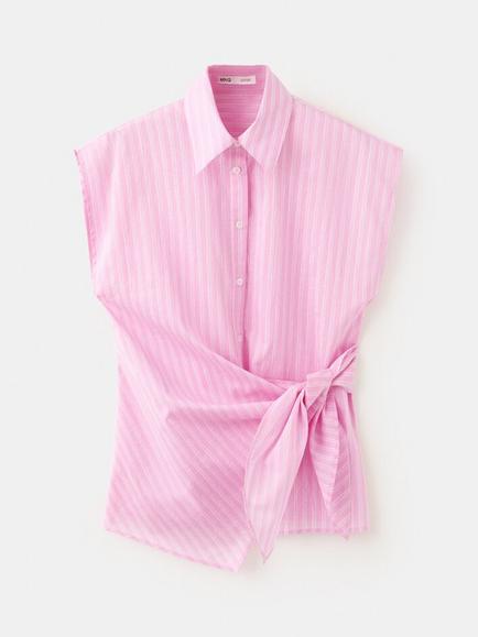 Mango Cotton Rich Sleeveless Top, Pink, Pink