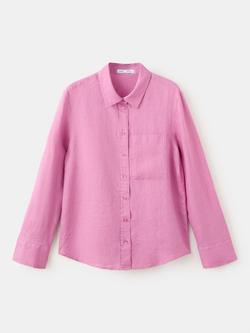 Mango Relaxed Fit Linen Shirt, Pink, Pink