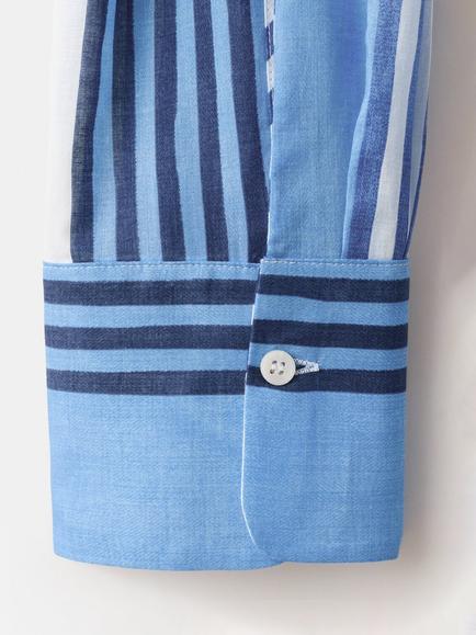 Mango Striped Cotton Shirt, Blue - view 2, Blue