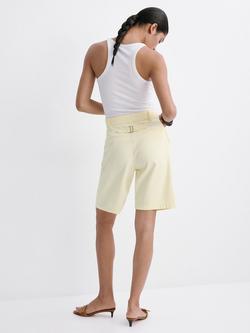 Mango Cotton Blend Bermuda Shorts, Pastel Yellow - view 2, Pastel Yellow