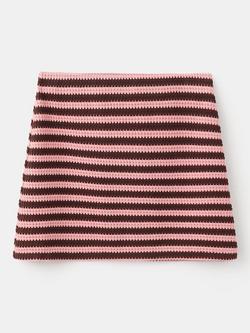 Mango Striped A-Line Mini Skirt, Pastel Pink, Pastel Pink