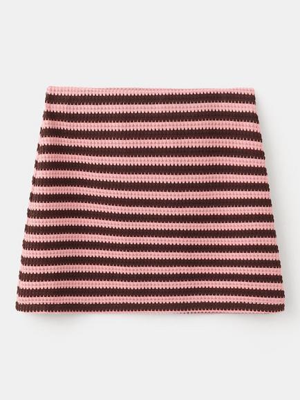 Mango Striped A-Line Mini Skirt, Pastel Pink, Pastel Pink