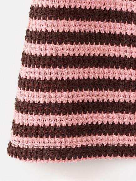 Mango Striped A-Line Mini Skirt, Pastel Pink - view 2, Pastel Pink
