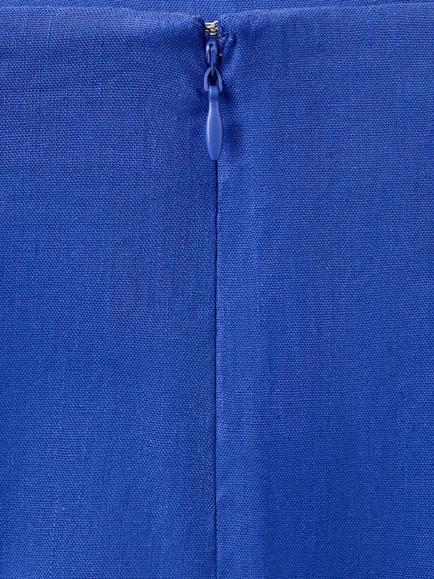Mango Linen Blend A-Line Midi Skirt, Blue - view 2, Blue