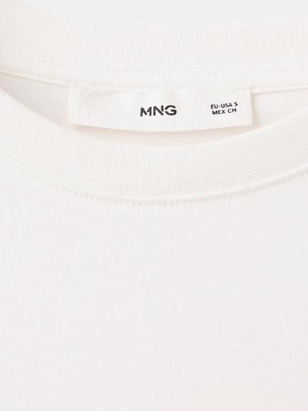 Mango Cotton Orange Graphic Crew Neck T-Shirt, Orange - view 2, Orange