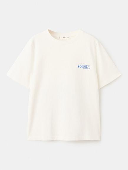 Mango Cotton Soleil Graphic Crew-Neck T-Shirt, Blue, Blue