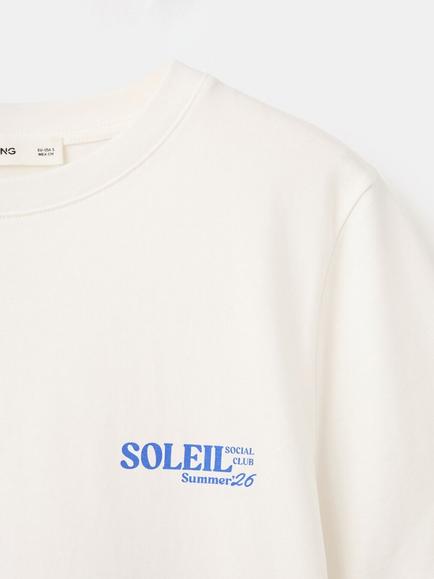 Mango Cotton Soleil Graphic Crew-Neck T-Shirt, Blue - view 2, Blue