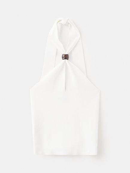 Mango Cangas Halterneck Sleeveless Top, Off White, Off White