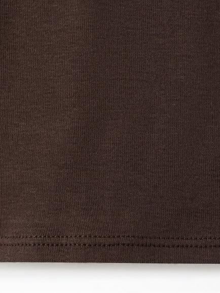 Mango Chloe Cotton Rich Scoop Neck T-Shirt, Brown - view 2, Brown
