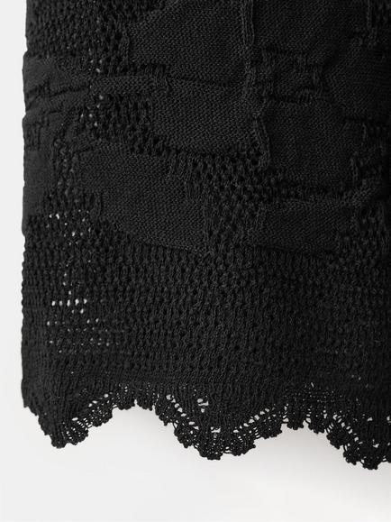 Mango Nerga Halterneck Floral Lace Top, Black - view 2, Black