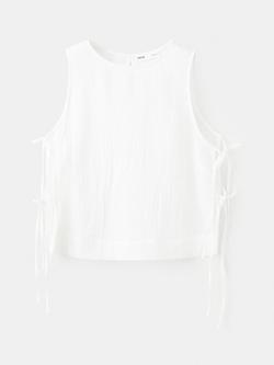 Mango Rodas Cotton Shell Top, White, White