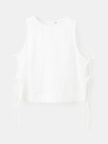 Mango Rodas Cotton Shell Top, White, White