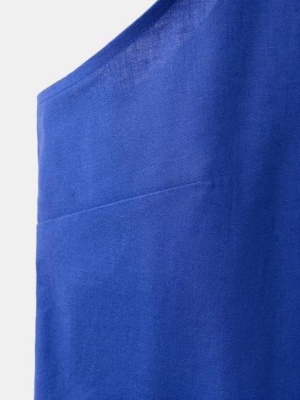 Mango Santori Linen Blend Halterneck Top, Blue - view 2, Blue