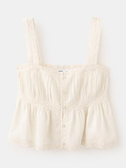 Mango Sleeveless Peplum Top, Raw, Raw