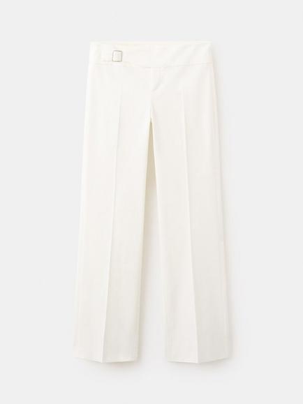 Mango Lol Cotton Rich Straight Trousers, White, White