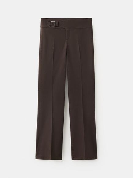 Mango Lol Cotton Rich Straight Trousers, Chocolate, Chocolate