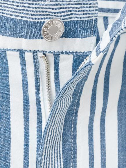 Mango Cotton Rich Stripe Wide Leg Trousers, Blue - view 2, Blue