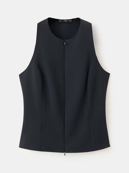 Mango Chaleco Evan Tailored Zip Waistcoat, Navy, Navy