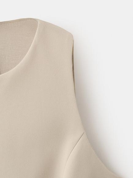 Mango Zip-Through Waistcoat, Sand - view 2, Sand