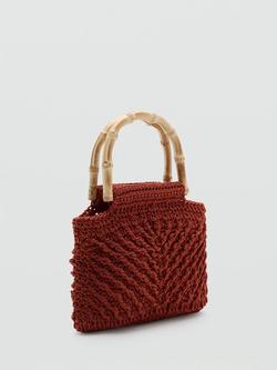 Mango Handbag Structured Grab Bag, Black - view 2, Terracotta