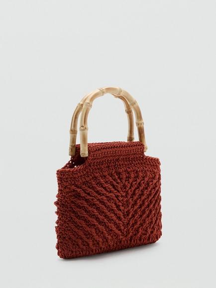 Mango Handbag Structured Grab Bag, Black - view 2, Terracotta