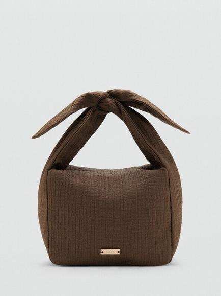 Mango Structured Knotted Handbag, Coffee