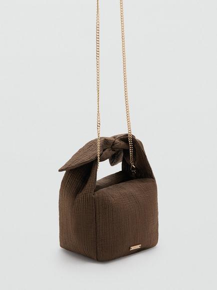 Mango Structured Knotted Handbag - view 2, Coffee