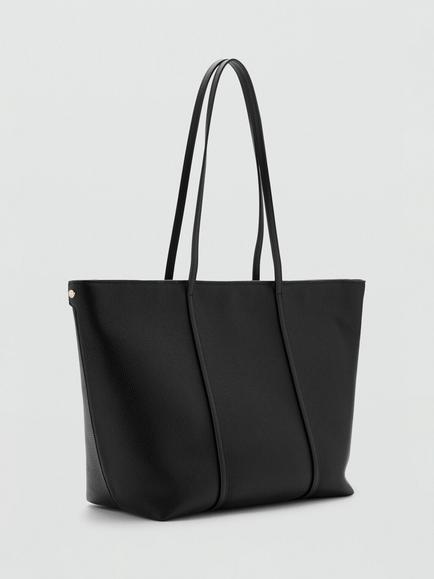 Mango Structured Tote Bag, Black - view 2, Black