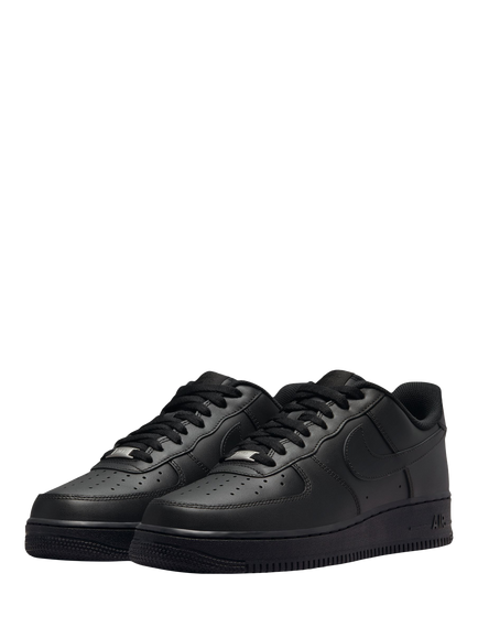 Nike Air Force 1 07 Leather Trainers, Black - view 2, Black