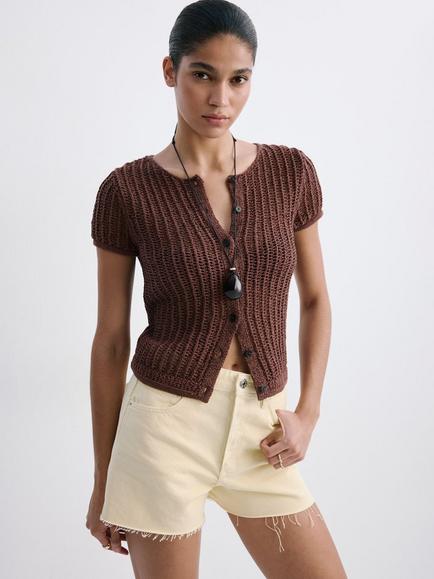 Mango Denim Shorts, Pastel Yellow, Pastel Yellow